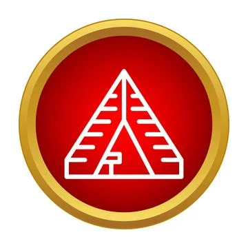Mayan pyramid structure icon on red button Stock Illustration