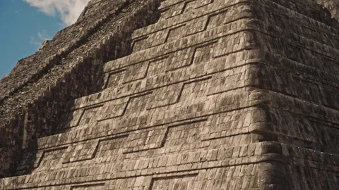 Mayan Pyramid Wall with Serpent Shadow Pattern Stock Footage 311832004