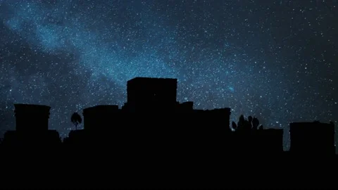 Mayan Pyramids of Tulum, Time Lapse by Night with Stars and Milky Way Stock-Footage 155558208