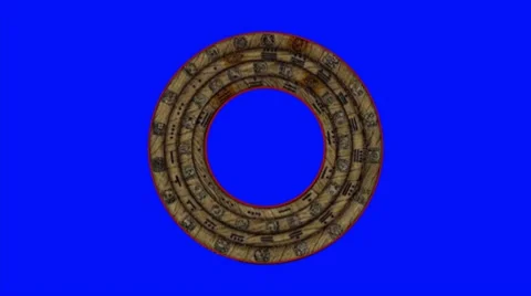 Mayan-Rotating-Calendar-blue screen-Q90 Stock Footage 7729162