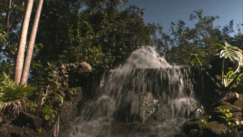 Mayan Ruin Waterfall With Tilt Down Stock Footage 82877314