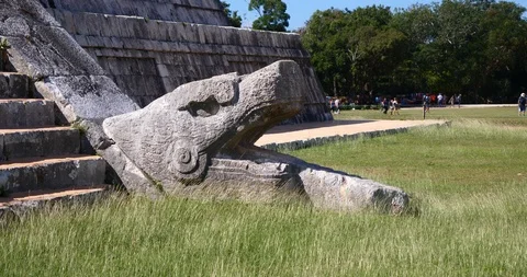 Mayan Ruins Mexico Chichen Itza feathered serpent God Ancient Archaeological Stock-Footage 118862143