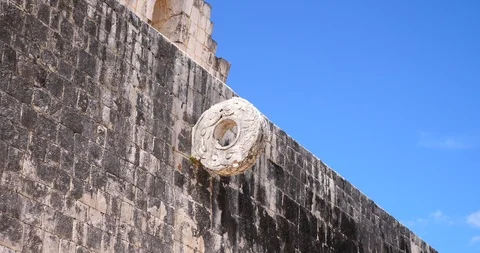 Mayan Ruins Mexico Chichen Itza Great Ballcourt Mayan God Ancient Archaeological Stock Footage 118864789