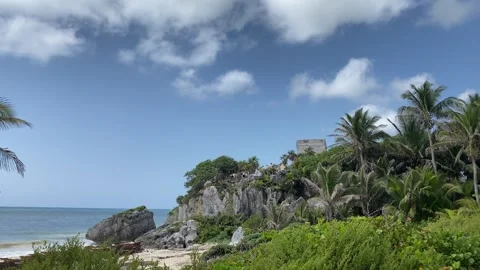 Mayan Ruins in Tulum at the Tulum Archeological Zone in Quintana Roo, Mexico Stock Footage 278167028