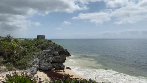 Mayan Ruins in Tulum at the Tulum Archeological Zone in Quintana Roo, Mexico Stock Footage 278167055