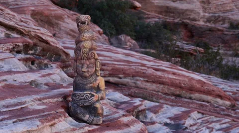Mayan Serpent Statue Artifact with Panning Action Stock Footage 34870510