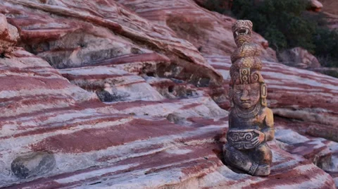 Mayan Serpent Statue Artifact with Panning Action Stock Footage 34870663