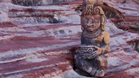 Mayan Serpent Statue Artifact Static Shot Stock Footage 34870630