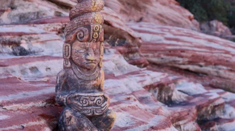 Mayan Serpent Statue Artifact with Tilting Action Stock Footage 34976681