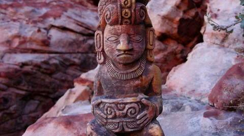 Mayan Serpent Statue Artifact with Tilting Action Stock Footage 35225553
