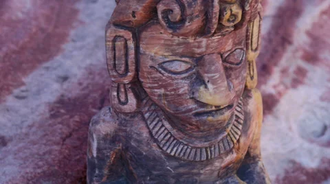 Mayan Serpent Statue Close Up with Pan Right Stock Footage 35176604