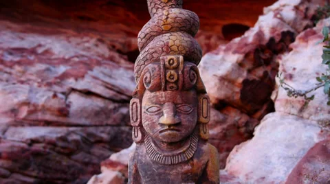 Mayan Serpent Statue Close Up Tilt Up Stock Footage 35157520