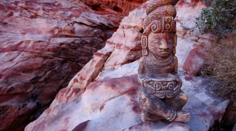 Mayan Serpent Statue in Front of Cave Close Up Stock Footage 35176903