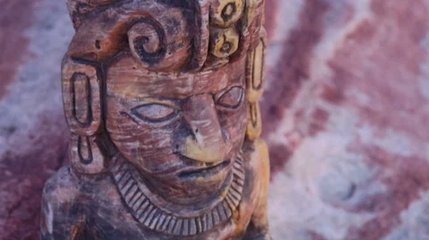 Mayan Statue Close Up Tilt Up Stock Footage 35118015