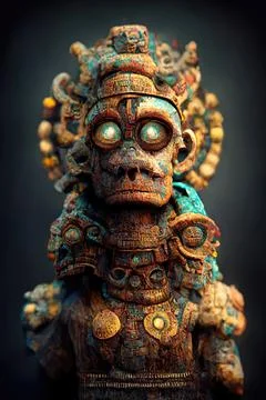 Mayan statue of a god Stock Illustration