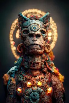 Mayan statue of a god Stock Illustration