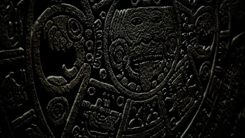 Mayan Stone Calendar in the Dark Stock Footage 205525559
