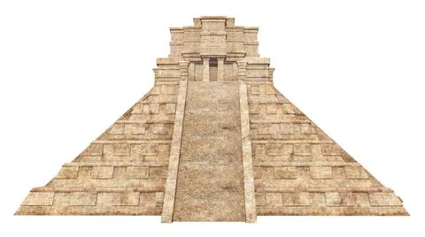 Mayan temple isolated on white background Stock Illustration
