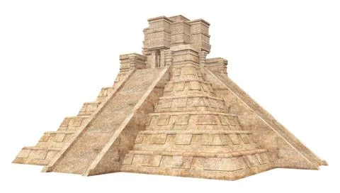 Mayan temple isolated on white background Stock Illustration