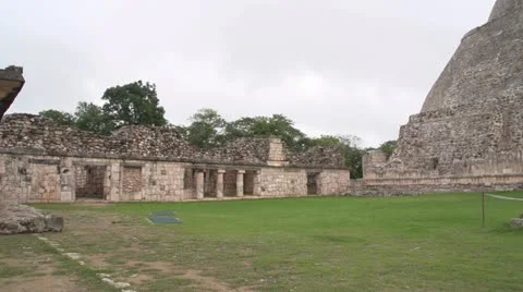 Mayan temple ruins pane shot sony super 35mm Stock Footage