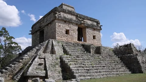 Mayan temple of the seven dolls ancient archaeological site Video stock 304010063