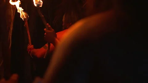 Mayan tribe dancing in circle. 库存影片 137489078