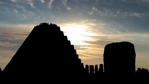 Mayapan: Mayan Pyramid  of Kukulkan and Round Temple, Time Lapse at Sunrise Stock Footage 283127870