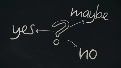 Maybe, No and Yes flowchart drawing animation with white chalk on blackboard Stock Footage 88879288