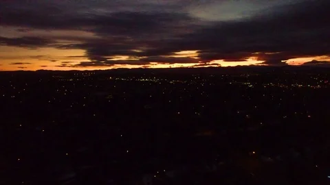 Maybe sun setting pull back over neighborhood Stock Footage 71959651