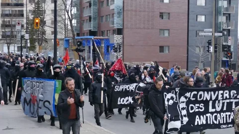 Mayday protest passing Stock Footage 89522545