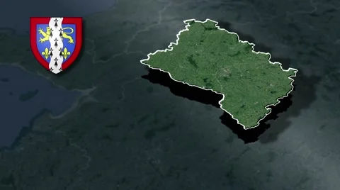 Mayenne with Coat Of Arms Animation Map Stock Footage