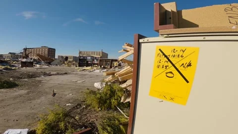 Mayfield Ky Tornado Damage - Condemned Marker Stock Footage 278122490