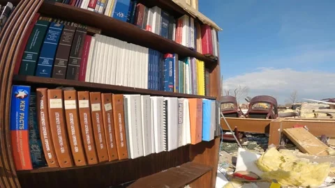 Mayfield Ky Tornado Damage - Destroyed Law Library 01 Stock Footage 278123161