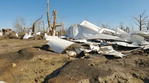 Mayfield Ky Tornado Damage - Slow Motion - Collapsed H20 Tower 02 B Stock Footage 278124436
