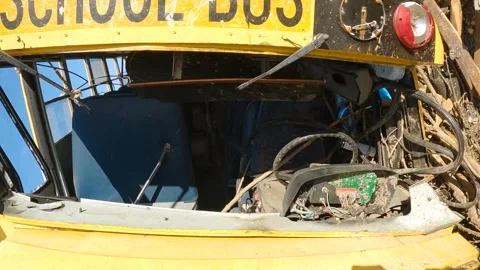 Mayfield Ky Tornado Damage - Slow Motion - Overturned Schoolbus Front 01 Stock Footage 278124987