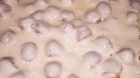 Mayo salad closeup texture video on rolling rotating looping plate Video stock 104333397
