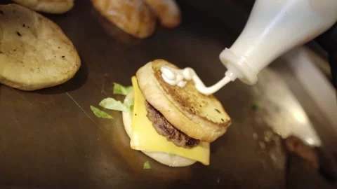 Mayonnaise On The Burger Stock Footage 197056517
