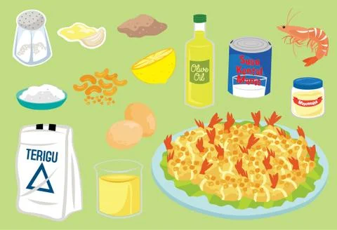 Mayonnaise Prawn Stock Illustration