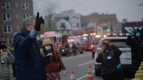 Mayor Bill de Blasio Public Appearance During Covid-19 Pandemic Stock Footage 128911408