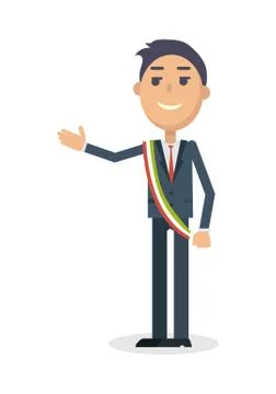 Mayor Character Flat Style Vector Illustration Stock Illustration