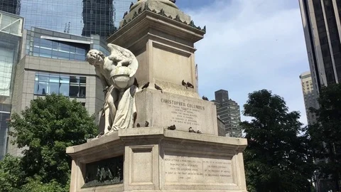 Mayor considers Christopher Columbus statue removal amid drive to remove Stock Footage 83550661