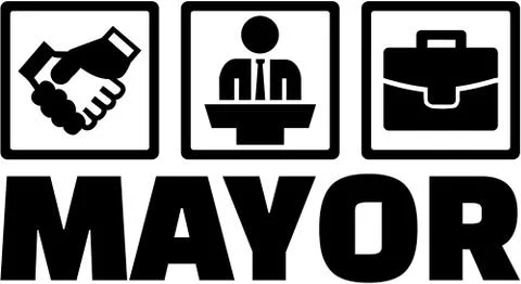Mayor with icons Stock Illustration