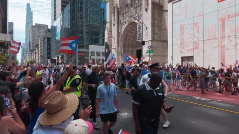 Mayor Mamdani Marches in the 69th Annual National Puerto Rican Day Parade on Stock Footage 337736308