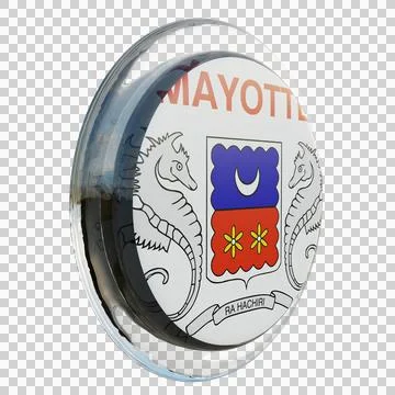 Mayotte 3d illustration flag on pole. Wood flagpole Illustrazione stock