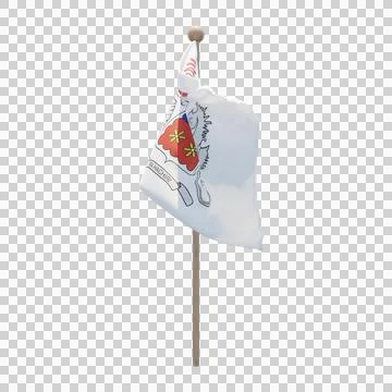 Mayotte 3d illustration flag on pole. Wood flagpole Illustrazione stock