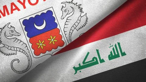 Mayotte and Iraq two flags textile cloth Stock Illustration