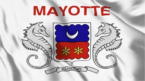 Mayotte Flag Animation, 4K MP4 Waving French Overseas Island Banner Background 스톡 동영상 336318057