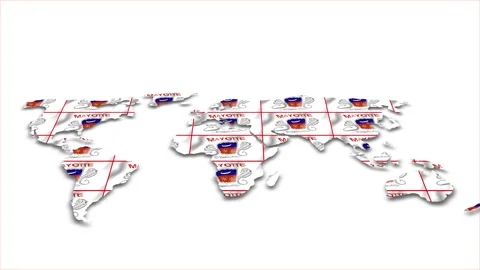 Mayotte flag wave 3d earth map animation white background Vídeos de archivo 264298385