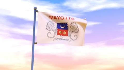 Mayotte Flag waving in the high wind Video stock 155459555