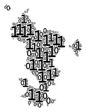 Mayotte Island Map Mosaic of Binary Digits 库存插图